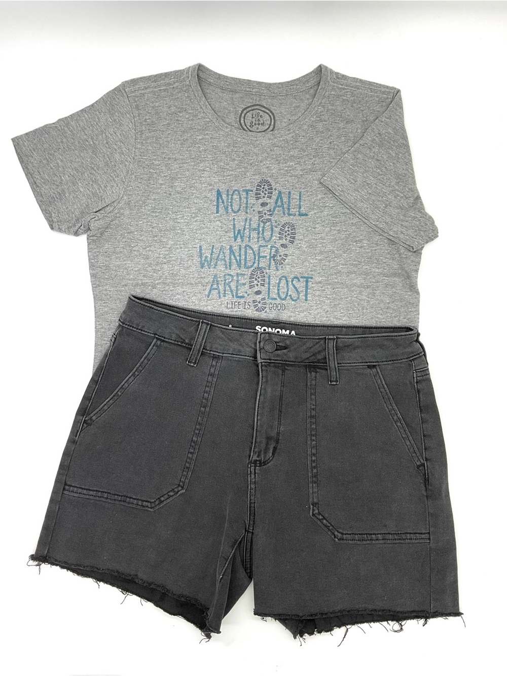 Sonoma Charcoal Gray Shorts + Life is Good Tee